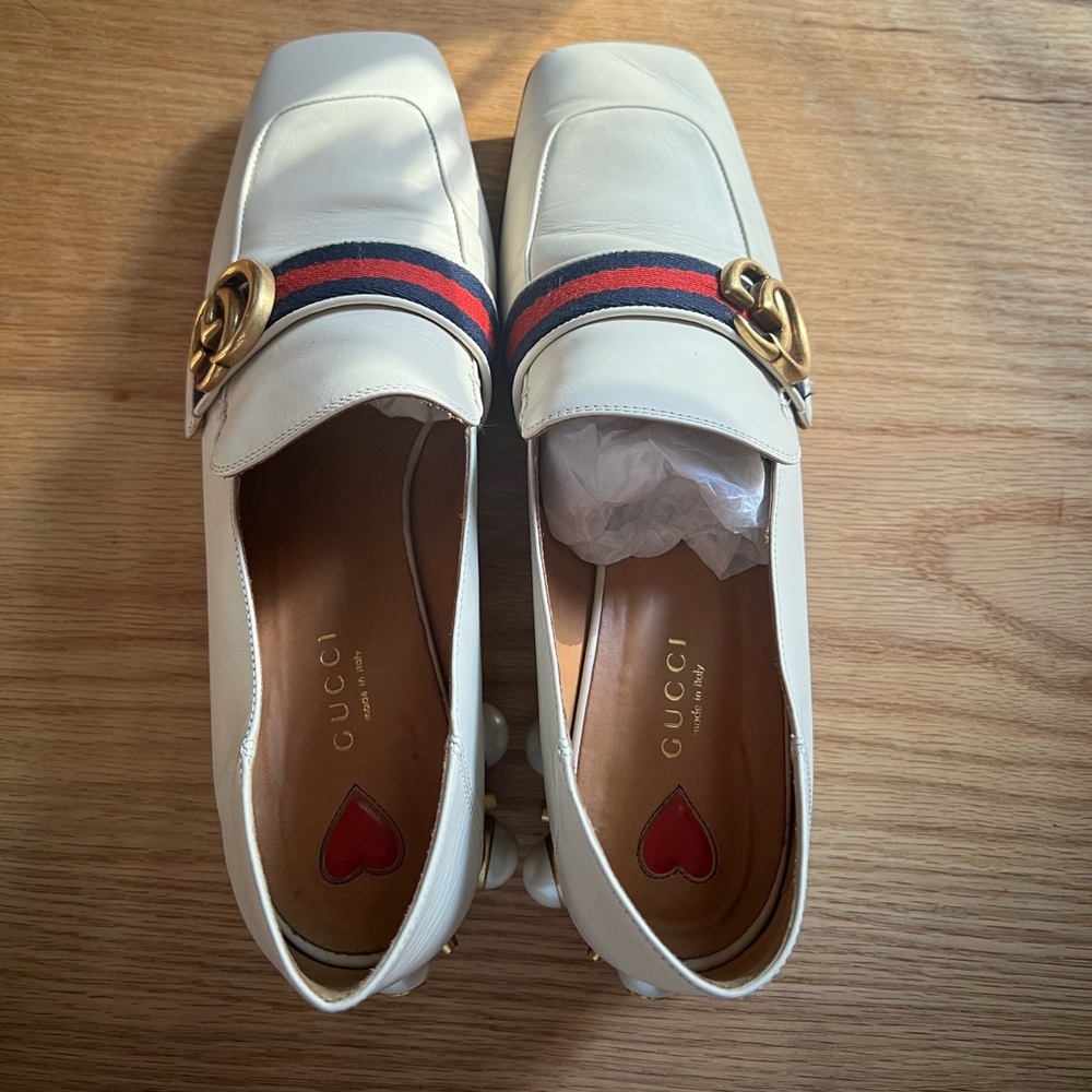 Gucci Leather Studded Accents Loafers
